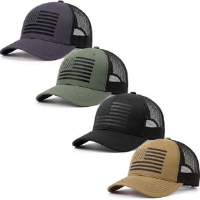 Hercicy 4 PCS American Flag Trucker Hat, USA Hat for Men Woman Adjustable Breathable Mesh Golf Cap Side Durable in Kuwait