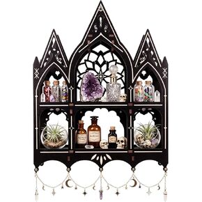 Gothic Trinket Shelf, Wall Shelf for Bedroom, Black Floating Shelves Gothic Witchy Home Decor Aesthetic Wall Goth Room Decor Decorative Crystal Display Shelves Vintage Gift in Saudi Arabia