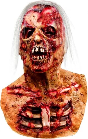 Scary Zombie Mask, Creepy Walking Dead Monster Latex Mask Cosplay Costume for Halloween Party Props - Light Red in Saudi Arabia