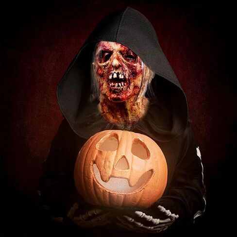 Scary Zombie Mask, Creepy Walking Dead Monster Latex Mask Cosplay Costume for Halloween Party Props - Light Red in Saudi Arabia