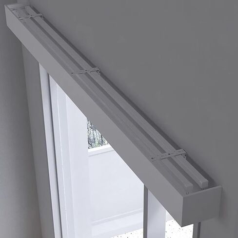 Aluminum Alloy Curtain Track System with Silent Rollers, Double Rails & Pelmet Box for Bedroom, Wall Mount, 1.4m (4.6ft) - Smooth Operation & Modern Design in Kuwait