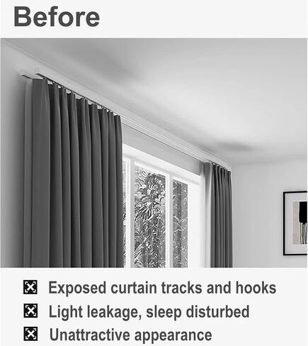 Aluminum Alloy Curtain Track System with Silent Rollers, Double Rails & Pelmet Box for Bedroom, Wall Mount, 1.4m (4.6ft) - Smooth Operation & Modern Design in Kuwait