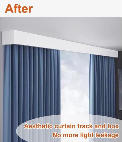 Aluminum Alloy Curtain Track System with Silent Rollers, Double Rails & Pelmet Box for Bedroom, Wall Mount, 1.4m (4.6ft) - Smooth Operation & Modern Design in Kuwait