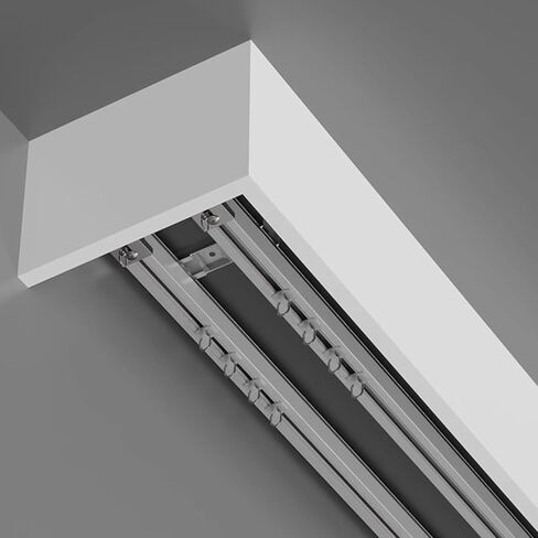 White Aluminum Double Curtain Track System with Valance Box - Ceiling or Wall Mount - Perfect for Bedrooms, Living Rooms, and Room Dividers (Size: 1.1m / 3.6ft) in Kuwait