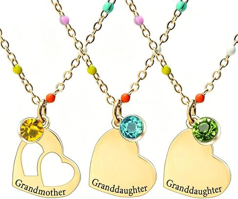 Mother Daughter Necklace, Colorful Beaded Stainless Steel Necklace,Grandmather Granddaughter Necklace Set in Saudi Arabia