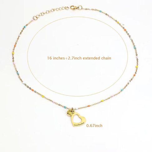 Mother Daughter Necklace, Colorful Beaded Stainless Steel Necklace,Grandmather Granddaughter Necklace Set in Saudi Arabia