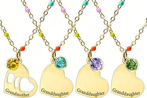 Mother Daughter Necklace, Colorful Beaded Stainless Steel Necklace,Grandmather Granddaughter Necklace Set in Saudi Arabia