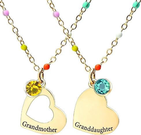 Mother Daughter Necklace, Colorful Beaded Stainless Steel Necklace,Grandmather Granddaughter Necklace Set in Saudi Arabia