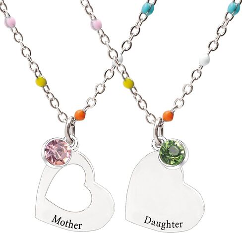 Mother Daughter Necklace, Colorful Beaded Stainless Steel Necklace,Grandmather Granddaughter Necklace Set in Saudi Arabia