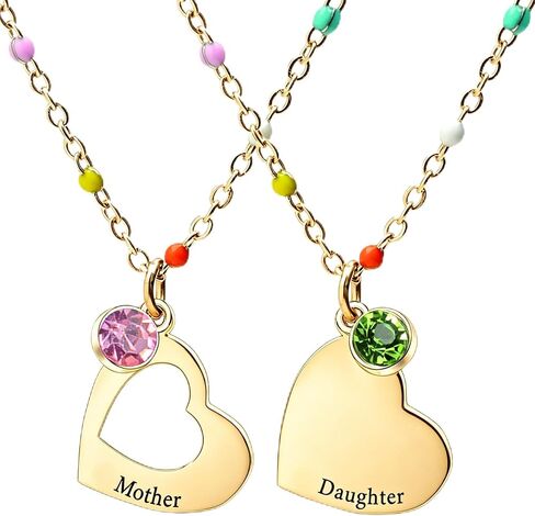 Mother Daughter Necklace, Colorful Beaded Stainless Steel Necklace,Grandmather Granddaughter Necklace Set in Saudi Arabia