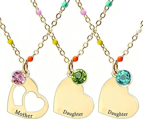 Mother Daughter Necklace, Colorful Beaded Stainless Steel Necklace,Grandmather Granddaughter Necklace Set in Saudi Arabia