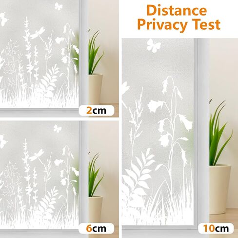 Frosted Glass Window Privacy Film, Decorative Pattern, Static Cling No Glue, Removable Reusable, UV Blocking Anti-Glare, Privacy Window Film for Bathroom Bedroom Office, 17.5" x 78.7" in Saudi Arabia