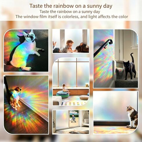Window Privacy Film, 3D Stained Glass Window Film with Static Cling, Non-Adhesive Heat Control and Sun Blocking Windows Tint for Bathroom, Home,Office and Glass Doors, 11.8" x 78.7" in Kuwait