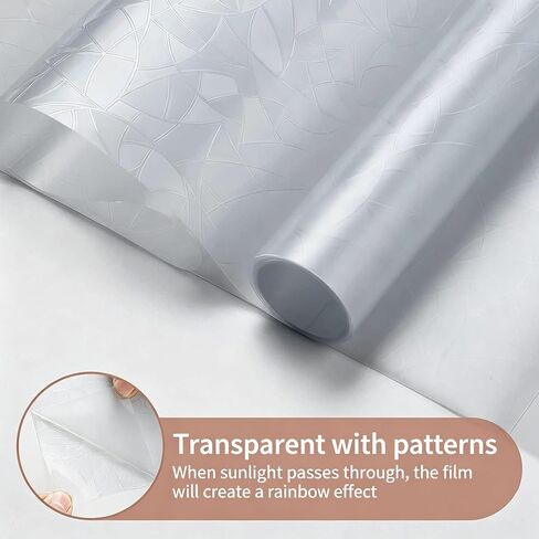 Window Privacy Film, 3D Stained Glass Window Film with Static Cling, Non-Adhesive Heat Control and Sun Blocking Windows Tint for Bathroom, Home,Office and Glass Doors, 11.8" x 78.7" in Kuwait