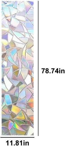 Window Privacy Film, 3D Stained Glass Window Film with Static Cling, Non-Adhesive Heat Control and Sun Blocking Windows Tint for Bathroom, Home,Office and Glass Doors, 11.8" x 78.7" in Kuwait