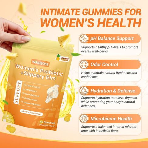 Her Juicy Womens Probiotic Gummies – Daily Feminine Care for Vaginal Health & Yeast PH Balance with Slippery Elm & Prebiotics – Supports Freshness & Balance – Individually Wrapped, 40 Gummies in Saudi Arabia