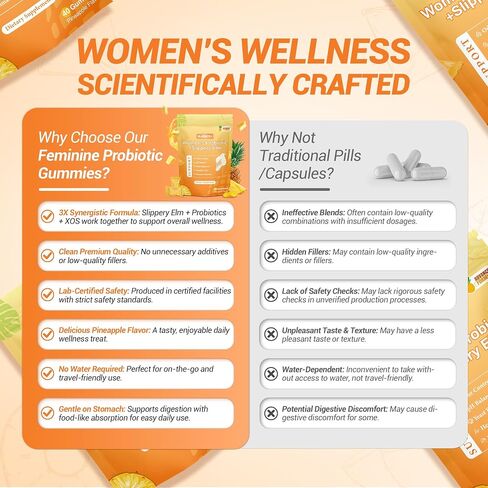 Her Juicy Womens Probiotic Gummies – Daily Feminine Care for Vaginal Health & Yeast PH Balance with Slippery Elm & Prebiotics – Supports Freshness & Balance – Individually Wrapped, 40 Gummies in Saudi Arabia