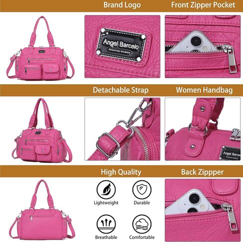 Angel Barcelo Purses for Women Small Hobo Shoulder Bag Multi-Pocket Tote Bag with Zipper in Saudi Arabia