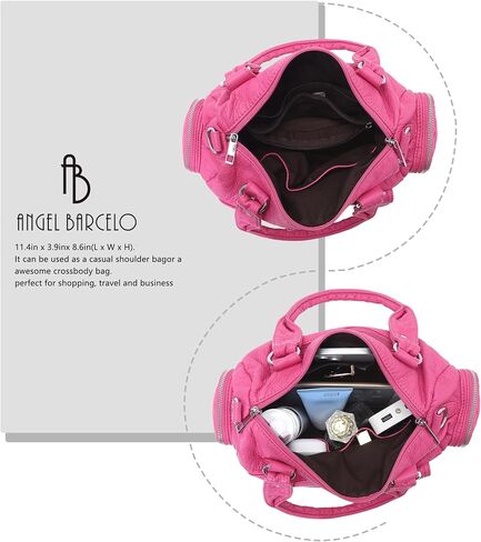 Angel Barcelo Purses for Women Small Hobo Shoulder Bag Multi-Pocket Tote Bag with Zipper in Saudi Arabia