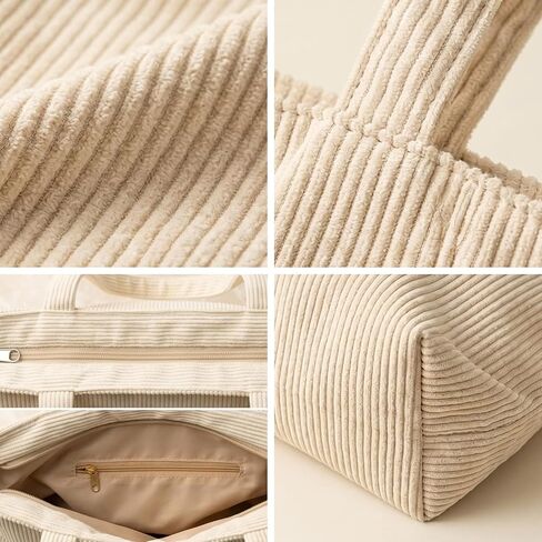 Kimoli Cute Corduroy Tote Bag for Women, Large Mom Mama Tote Bag with Zipper, Mom Gifts for New Mom in Saudi Arabia