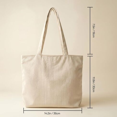 Kimoli Cute Corduroy Tote Bag for Women, Large Mom Mama Tote Bag with Zipper, Mom Gifts for New Mom in Saudi Arabia