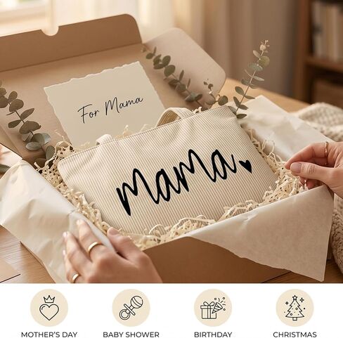 Kimoli Cute Corduroy Tote Bag for Women, Large Mom Mama Tote Bag with Zipper, Mom Gifts for New Mom in Saudi Arabia