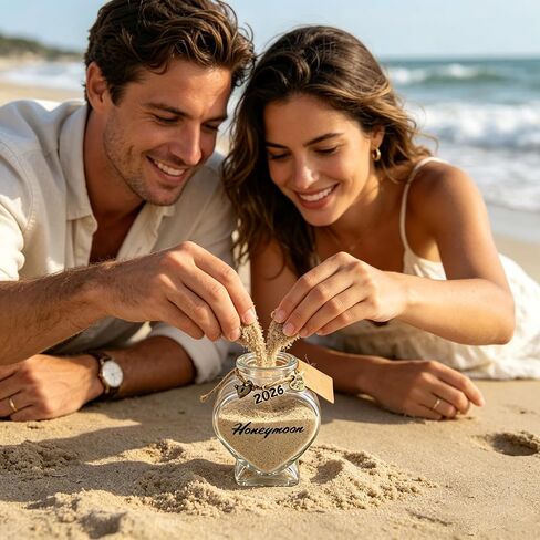 2026 Honeymoon Sand Keepsake Jar, Wedding Engagement Gifts for Couples, Bridal Shower Bride Gifts, Honeymoon Essentials, Registry Must Haves Items Wedding Decor in Saudi Arabia