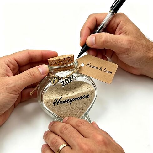 2026 Honeymoon Sand Keepsake Jar, Wedding Engagement Gifts for Couples, Bridal Shower Bride Gifts, Honeymoon Essentials, Registry Must Haves Items Wedding Decor in Saudi Arabia