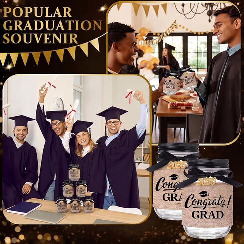 6 Sets 2026 Graduation Gifts Graduation Mason Jars Class of 2026 Grad Centerpieces for Tables Decorations Money Jars with Linen Sleeves Pendant Ribbon for Congrats Grad Party Supplies in Kuwait