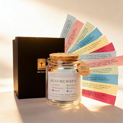 Read Me When Bible Verse Jar,Scripture Prayer Cards for Daily Encouragement,Christian Gifts for Women Men Mom Dad Friend,Easter Birthday Graduation Valentines Gifts,Gift for Mom in Saudi Arabia