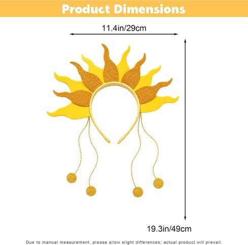 Sun Headband Sunshine Headband, Gold Yellow Glitter Sun Hair Headband with Beaded Chain Costume Accessory for Party Festival Birthday Baby Shower Photo Prop in Saudi Arabia