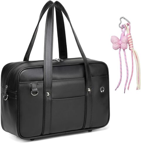 Chillpaper Japanese Shoulder Bag Tote Faux Leather Kawaii Cute Bookbag Satchel Anime Cosplay Pink Pompom in Saudi Arabia