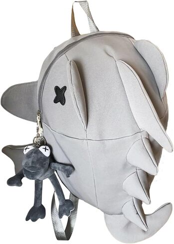 Backpack 3D Shark Shape Design, Eye-Catching Daily Weekend Travel, for Friends Him Her (grey) in Kuwait