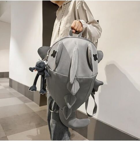 Backpack 3D Shark Shape Design, Eye-Catching Daily Weekend Travel, for Friends Him Her (grey) in Kuwait