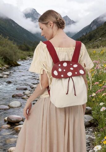 Renaissance Mushroom Backpack Ren Faire Accessory Cute Crossbody Bag Halloween Funny Handbag Faux leather (A) in Saudi Arabia