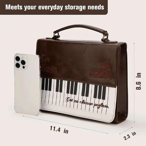 Piano Purse Music Bag, Kawaii Unique Crossbody Purses for Women, Brown Cute Messenger Bag, Whimsical Harajuku Anime Bag, Kawaii Cutecore Backpack, Whimsy Twee Lolita Fashion Aesthetic Accessories | Piano Pattern Design in Kuwait