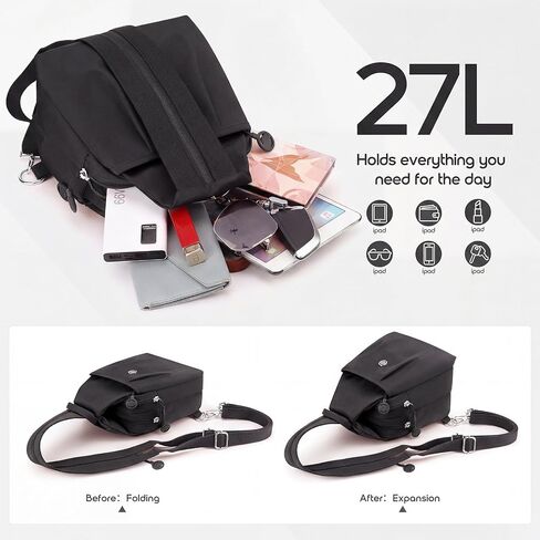 3 in 1 Convertible Backpack Anti Theft Crossbody Backpacks Bags for Women Sling Bag with Wallet Oxford Nylon Travel Purses in Saudi Arabia