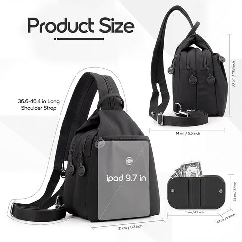 3 in 1 Convertible Backpack Anti Theft Crossbody Backpacks Bags for Women Sling Bag with Wallet Oxford Nylon Travel Purses in Saudi Arabia