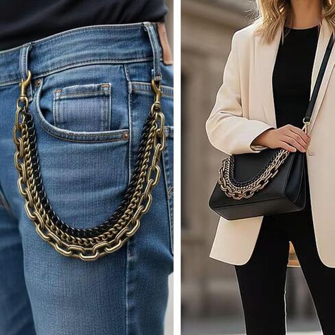 MORWLAT Gold Bag and Purse Charm Chain for Handbags, Two-Tone Vintage Charm Key Chain Pendant, Trendy Jewelry Gift for Women in Saudi Arabia