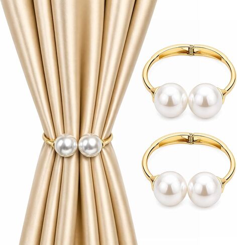 Curtain Tiebacks 2 Pack Curtain Ties Elegant Pearl Curtain Tie backs Premium Alloy Spring Curtain Clips No Drilling Curtain Ties for Modern Luxury French Nordic Minimalist Home Decor Curtain Holdbacks in Saudi Arabia