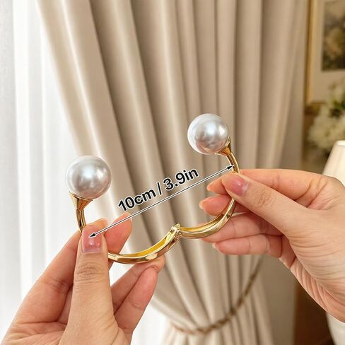 Curtain Tiebacks 2 Pack Curtain Ties Elegant Pearl Curtain Tie backs Premium Alloy Spring Curtain Clips No Drilling Curtain Ties for Modern Luxury French Nordic Minimalist Home Decor Curtain Holdbacks in Saudi Arabia