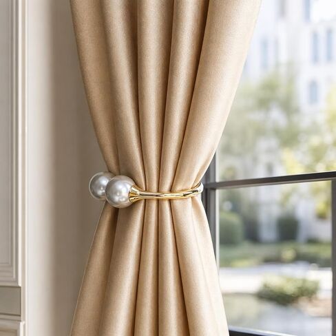 Curtain Tiebacks 2 Pack Curtain Ties Elegant Pearl Curtain Tie backs Premium Alloy Spring Curtain Clips No Drilling Curtain Ties for Modern Luxury French Nordic Minimalist Home Decor Curtain Holdbacks in Saudi Arabia
