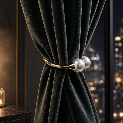 Curtain Tiebacks 2 Pack Curtain Ties Elegant Pearl Curtain Tie backs Premium Alloy Spring Curtain Clips No Drilling Curtain Ties for Modern Luxury French Nordic Minimalist Home Decor Curtain Holdbacks in Saudi Arabia
