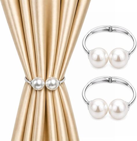 Curtain Tiebacks 2 Pack Curtain Ties Elegant Pearl Curtain Tie backs Premium Alloy Spring Curtain Clips No Drilling Curtain Ties for Modern Luxury French Nordic Minimalist Home Decor Curtain Holdbacks in Saudi Arabia