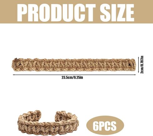 6 Pcs Braided Boho Curtain Tiebacks,Natural Jute Rope Rustic Curtain Tie Backs,No Drill Wall Mounted Hooks Holdbacks Accessories for Indoor Outdoor in Saudi Arabia