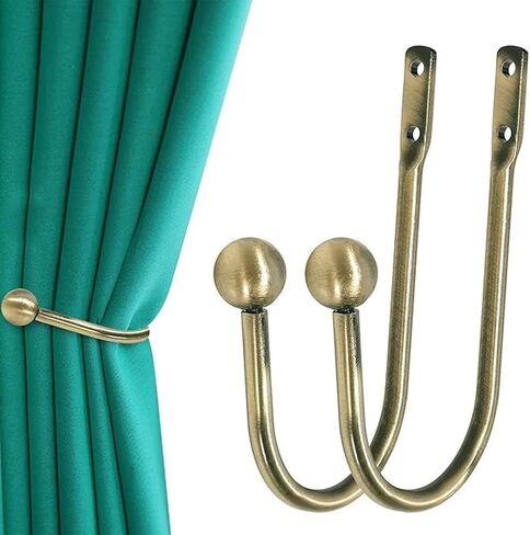 2pcs Curtain Holdback,Curtains Holder Wall Mounted Drapery Tiebacks Retro Window Hook for Home Decor,Livingroom Office Come with Screws in Saudi Arabia