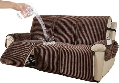 HAOMAIJIA Waterproof Recliner Couch Cover Non-Slip Reclining Couch Covers Faux Fur Soft Thick Washable Recliner Sofa Covers 3 Seater Furniture Protector with Elastic for Dogs pet (Brown, 3 Seater) in Saudi Arabia