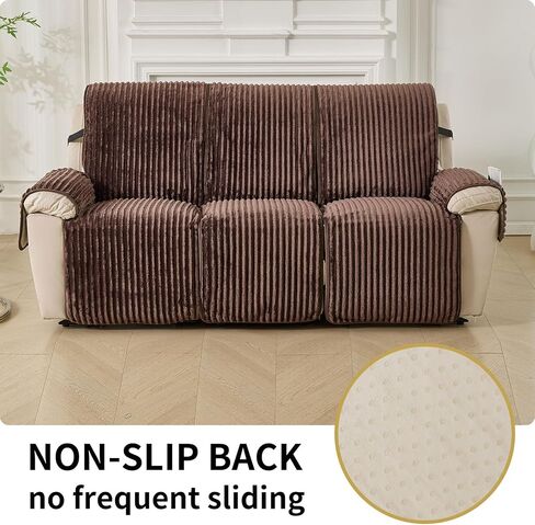 HAOMAIJIA Waterproof Recliner Couch Cover Non-Slip Reclining Couch Covers Faux Fur Soft Thick Washable Recliner Sofa Covers 3 Seater Furniture Protector with Elastic for Dogs pet (Brown, 3 Seater) in Saudi Arabia