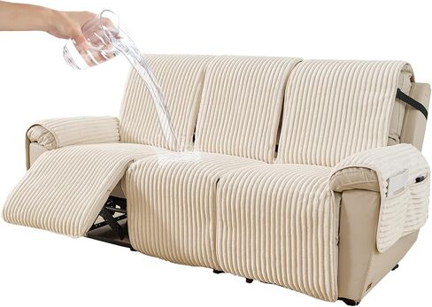 HAOMAIJIA Waterproof Recliner Couch Cover Non-Slip Reclining Couch Covers Faux Fur Soft Thick Washable Recliner Sofa Covers 3 Seater Furniture Protector with Elastic for Dogs pet (Brown, 3 Seater) in Saudi Arabia