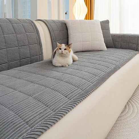 Dog Couch Cover for Sofas, Pet Couch Cover Washable, Funny Fuzzy Plush Sofa Covers for Dogs, Non Slip Sofa Covers, Sofa Pad Furniture Protector for L Shaped(1PC, Light Grey, 27.5"x 82.7") in Saudi Arabia